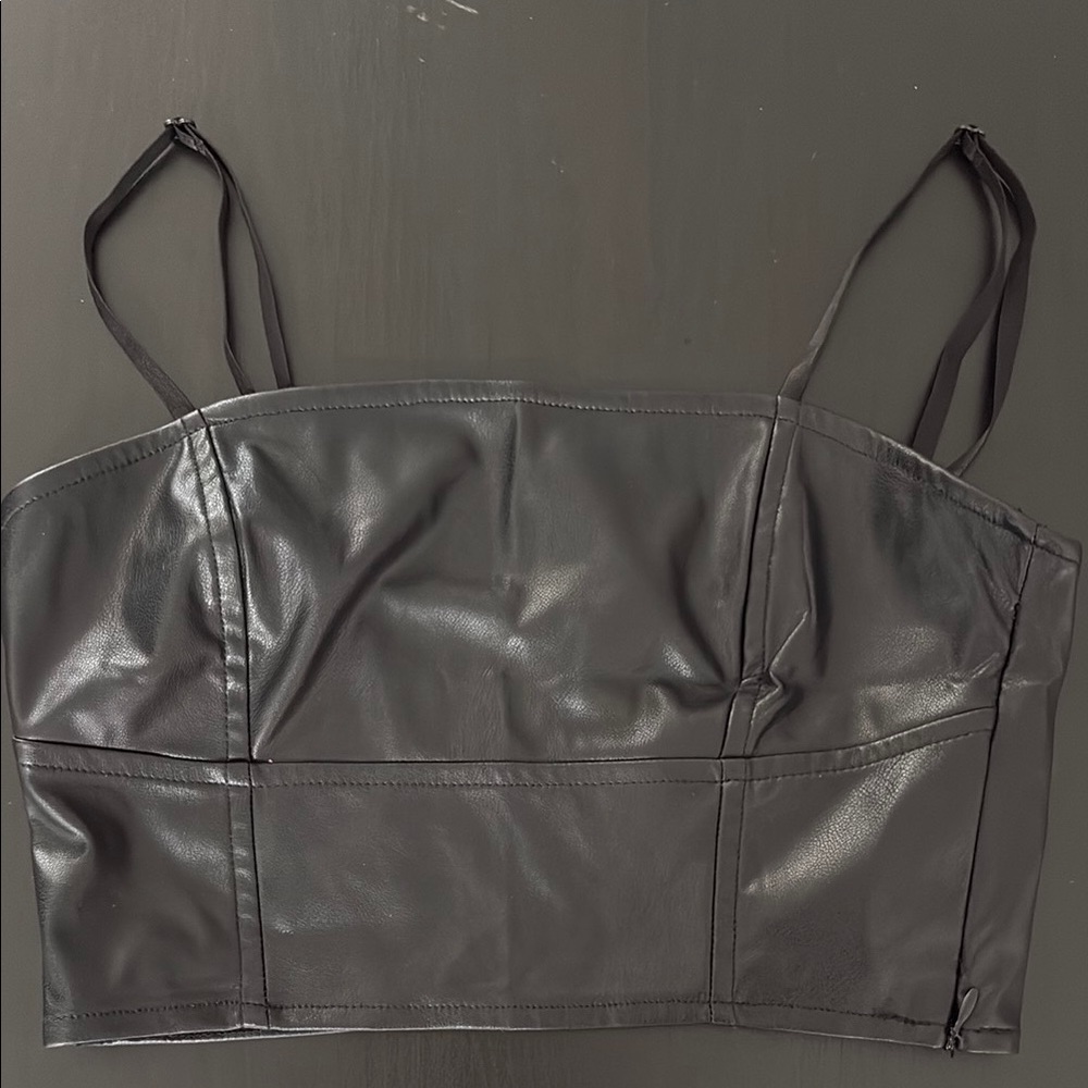 Zara Black Faux Leather Women's Top